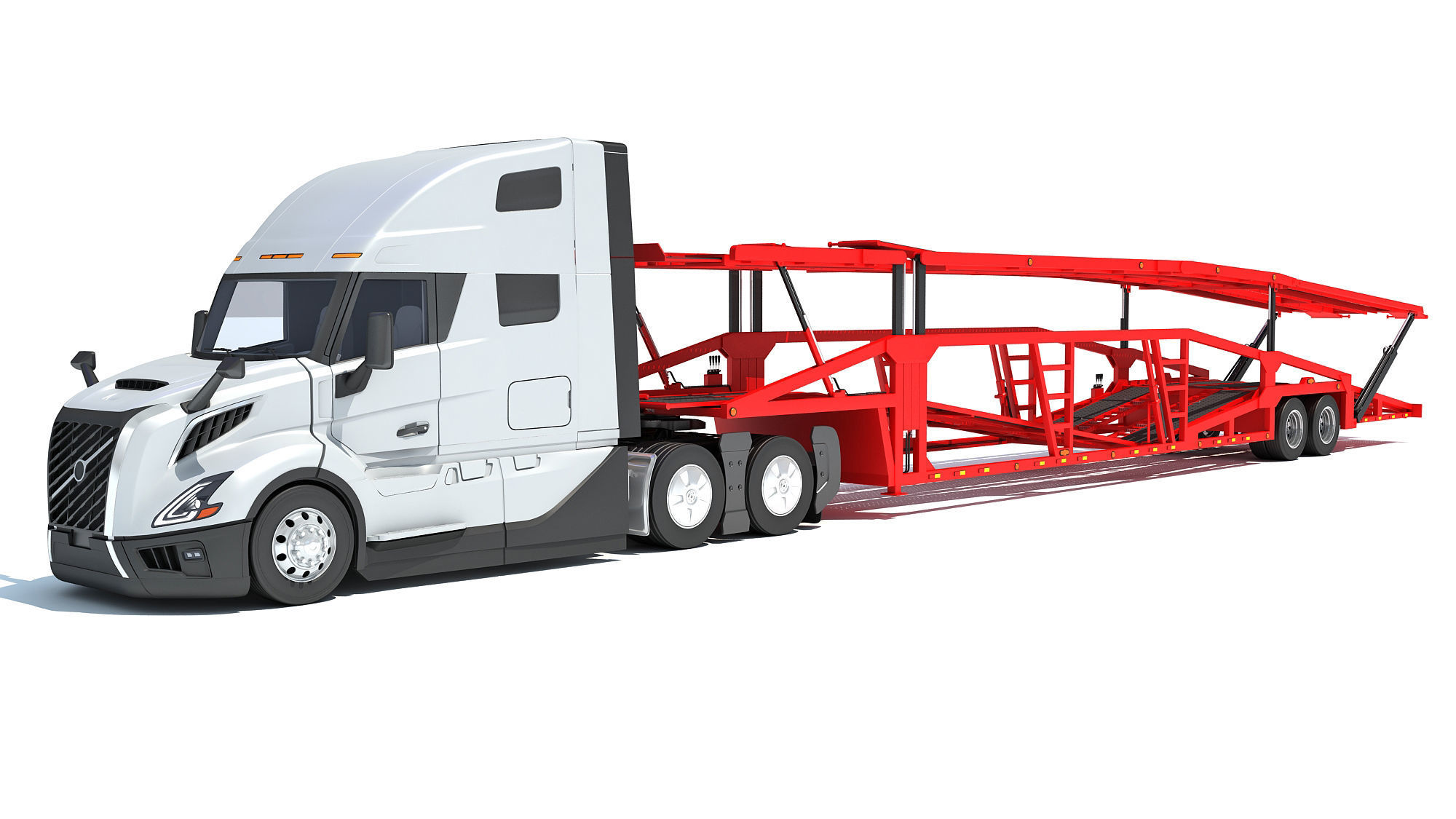 Car Transporter Semi Truck 3D model_10