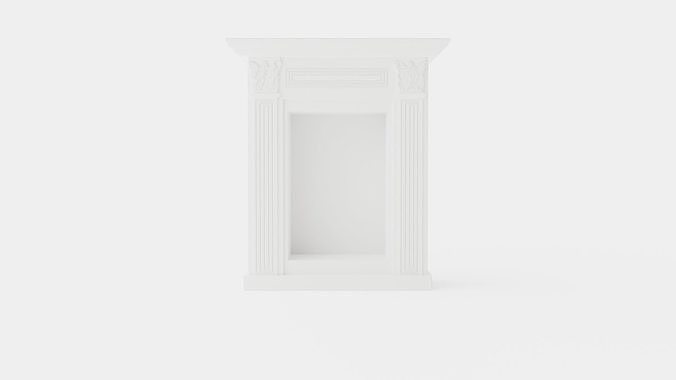 Warren fireplace white Low-poly 3D model