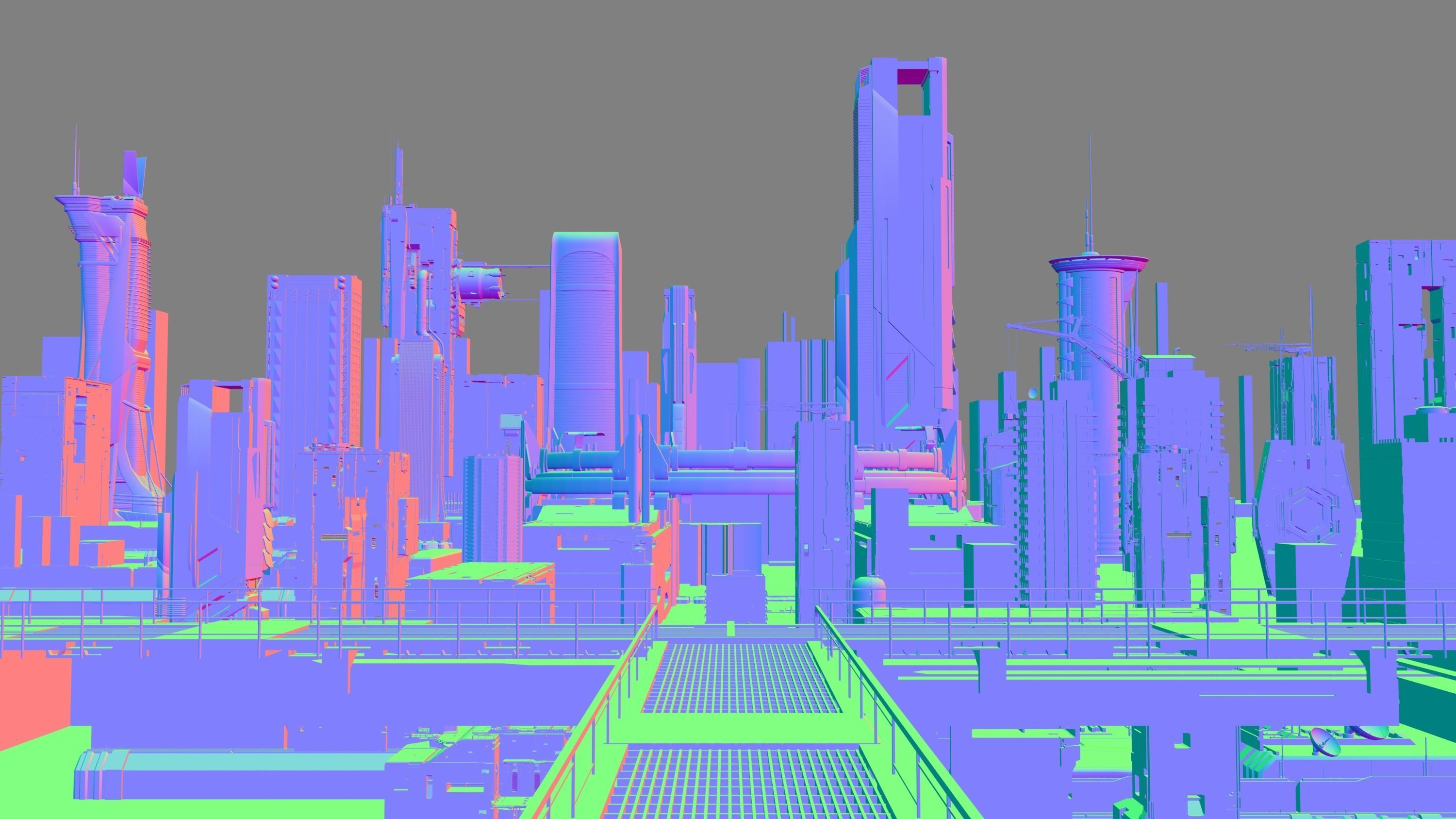 Cyberpunk city cool futuristic 3D model 3D model_2