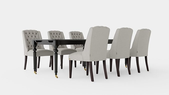 Modus black with Venice chair sand Dining Set Low-poly 3D model