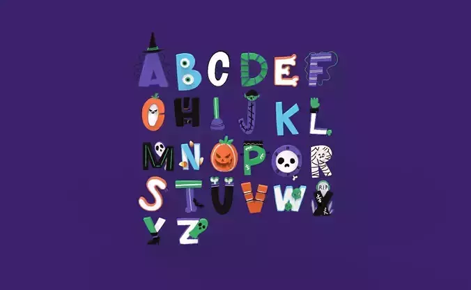Cartoon Alphabet Halloween 002 Low-poly 3D model