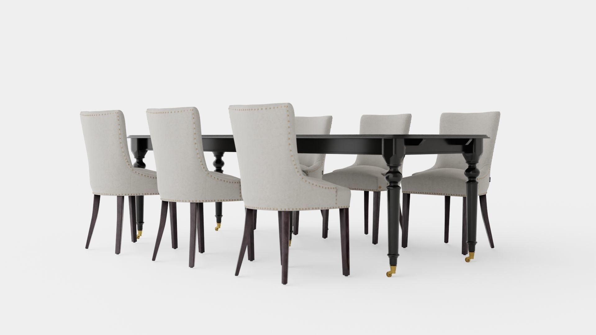 Modus black with Hudson chair sand Dining Set Low-poly 3D model_3