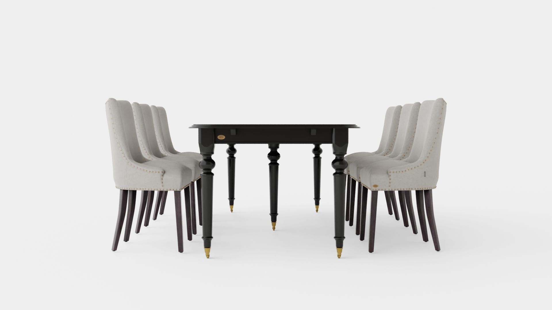 Modus black with Hudson chair sand Dining Set Low-poly 3D model_2