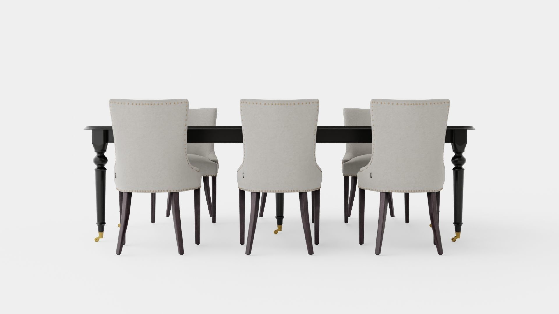 Modus black with Hudson chair sand Dining Set Low-poly 3D model_4