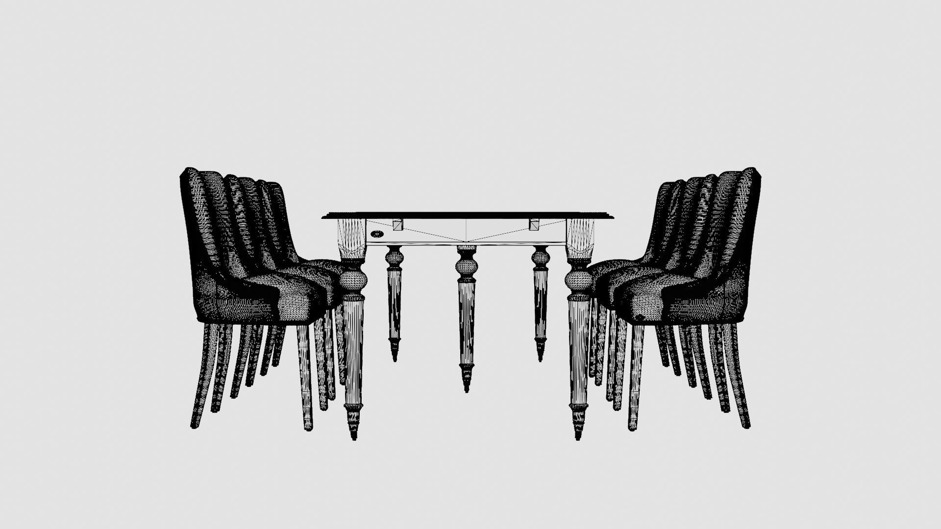 Modus black with Hudson chair sand Dining Set Low-poly 3D model_8