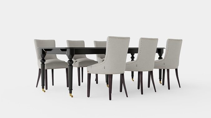 Modus black with Hudson chair sand Dining Set Low-poly 3D model