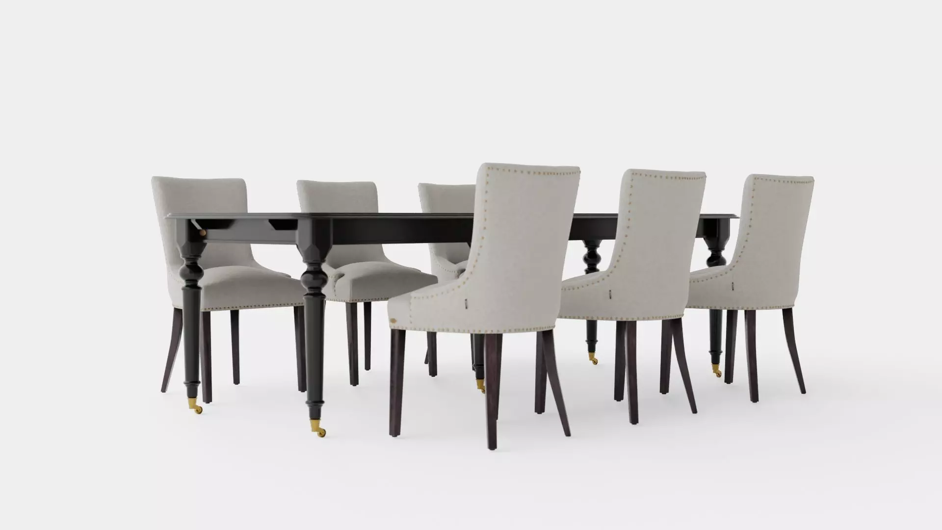 Modus black with Hudson chair sand Dining Set Low-poly 3D model_0