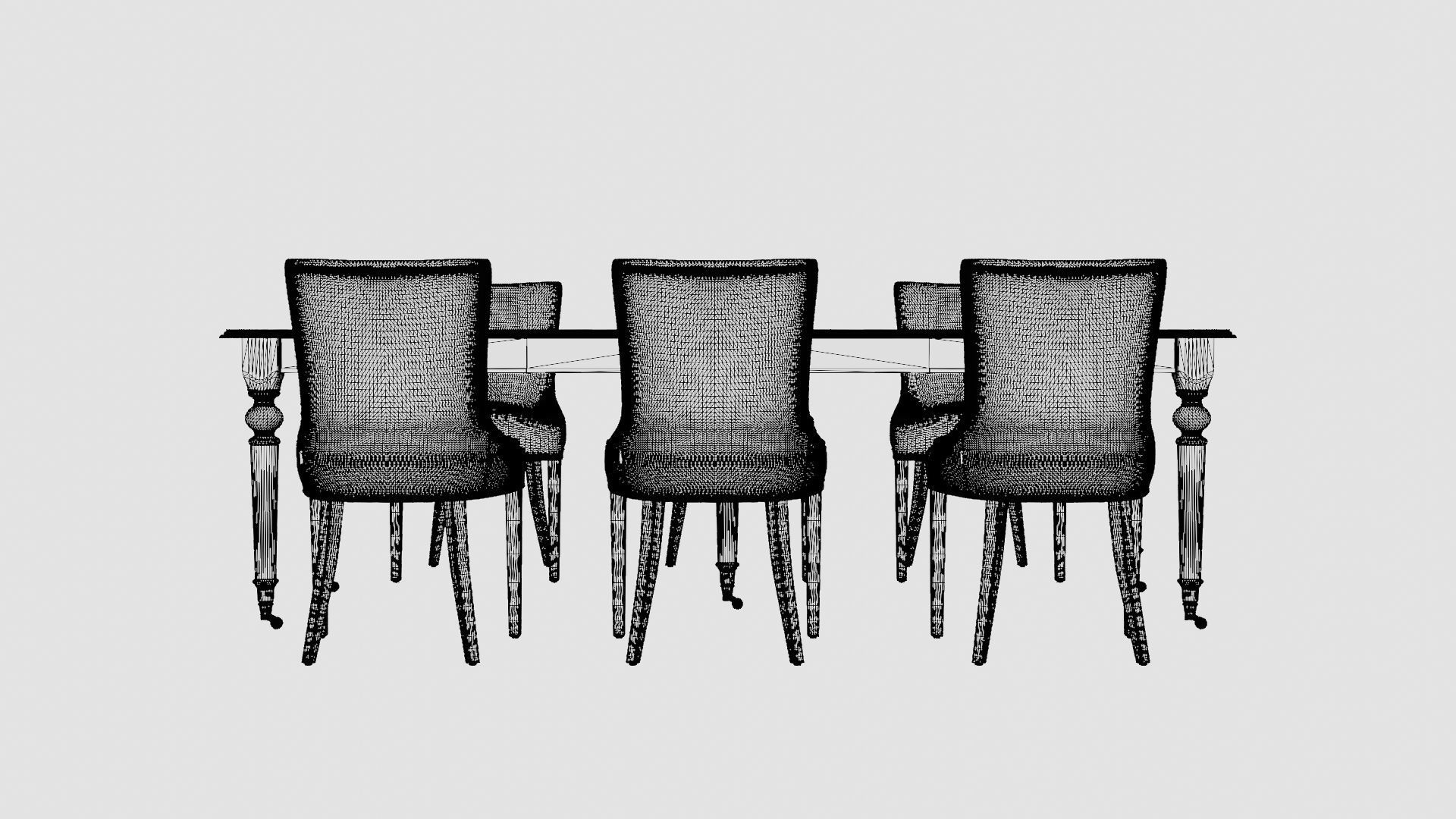 Modus black with Hudson chair sand Dining Set Low-poly 3D model_6