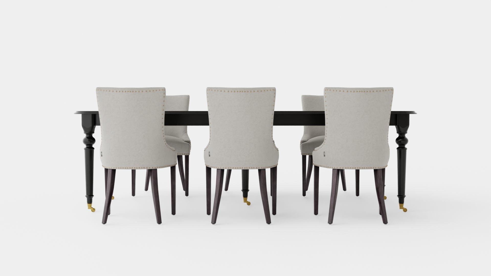 Modus black with Hudson chair sand Dining Set Low-poly 3D model_1