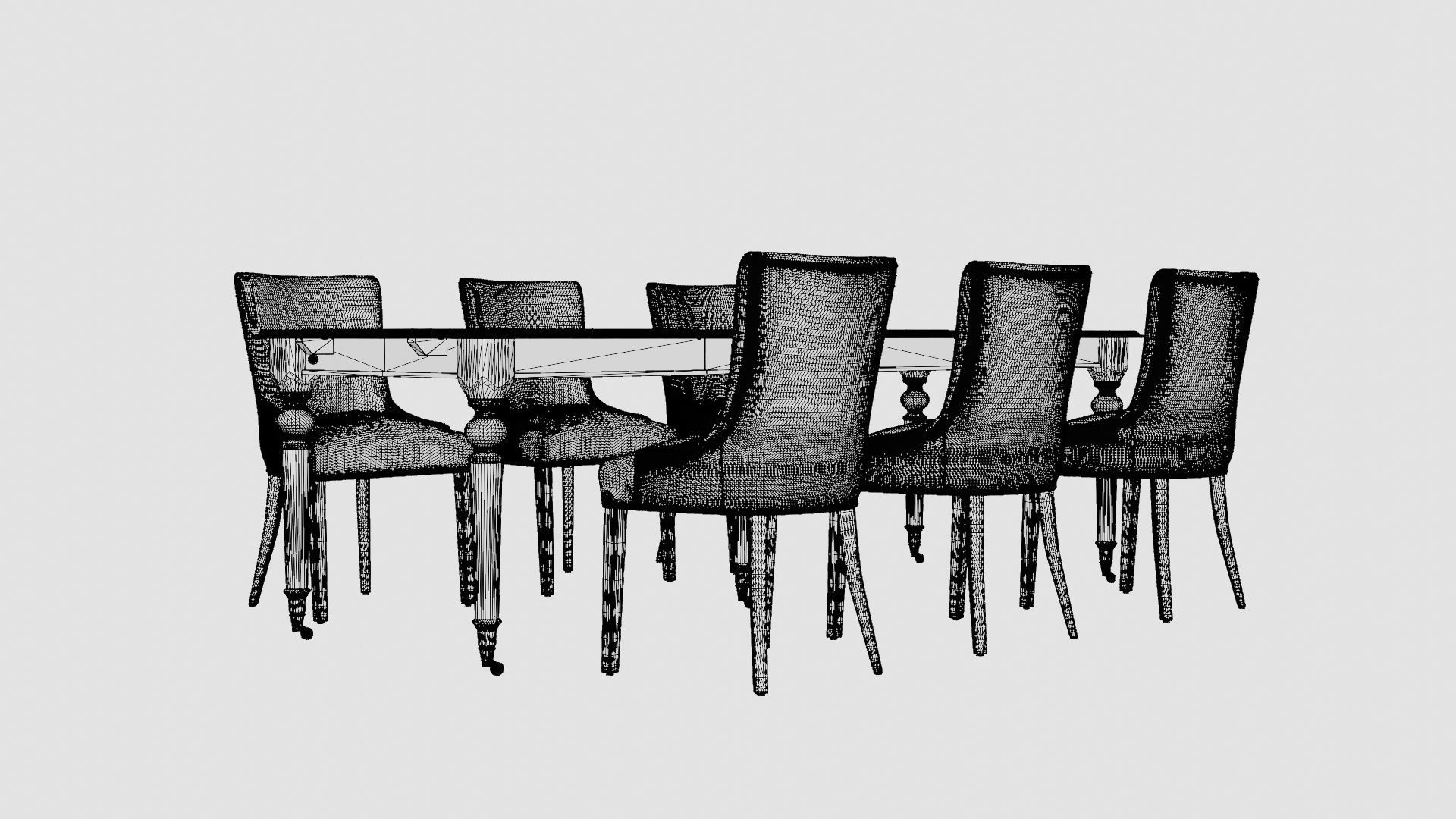 Modus black with Hudson chair sand Dining Set Low-poly 3D model_7