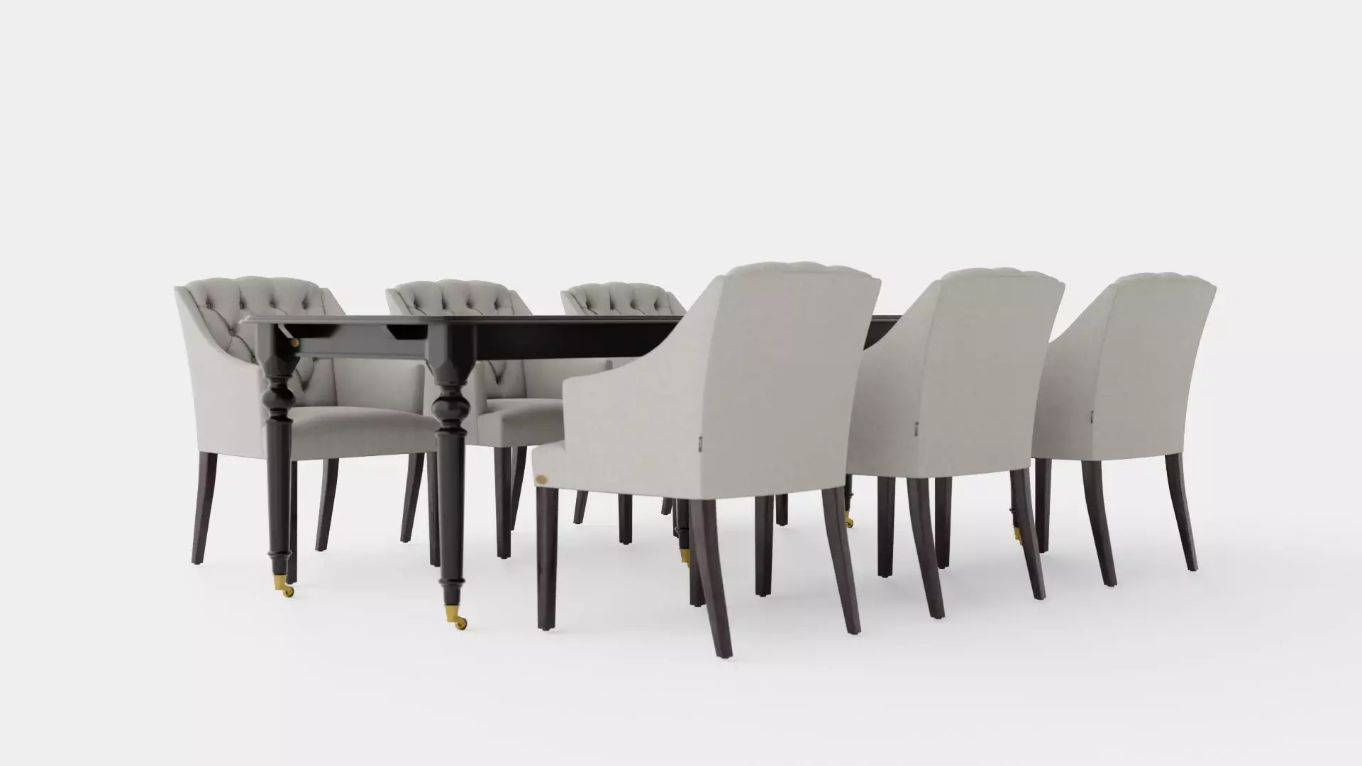 Modus black with Delano chair sand Dining Set Low-poly 3D model