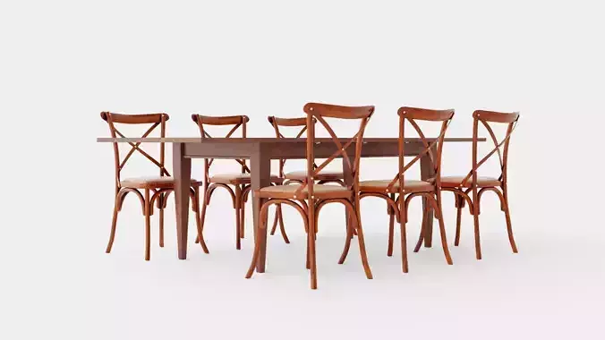 Eton brown noble with Cross chair rich brown Dining Set