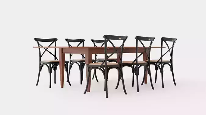 Eton brown noble with Cross chair black Dining Set