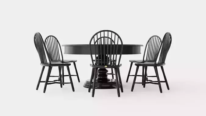 Cardiff black with Windsor chair black Dining Set