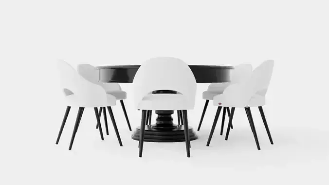 Cardiff black with Milano chair white Dining Set
