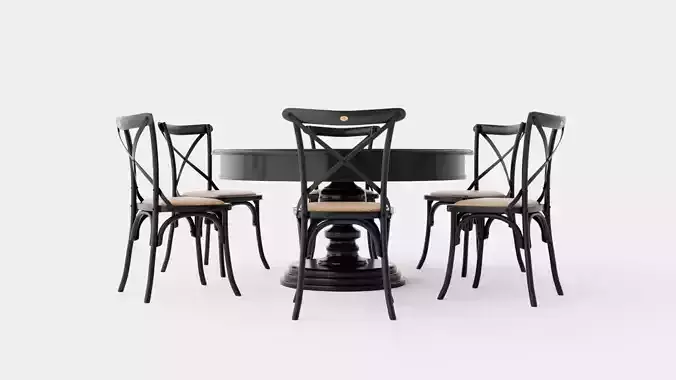 Cardiff black with Cross chair black Dining Set