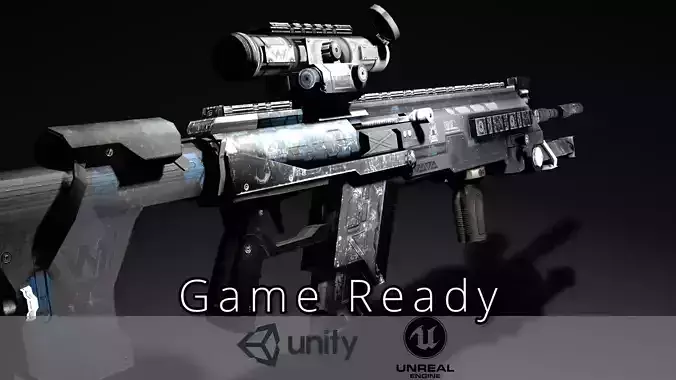 Sci-fi Sniper Rifle  Game Ready  - Longbow Low-poly 3D model