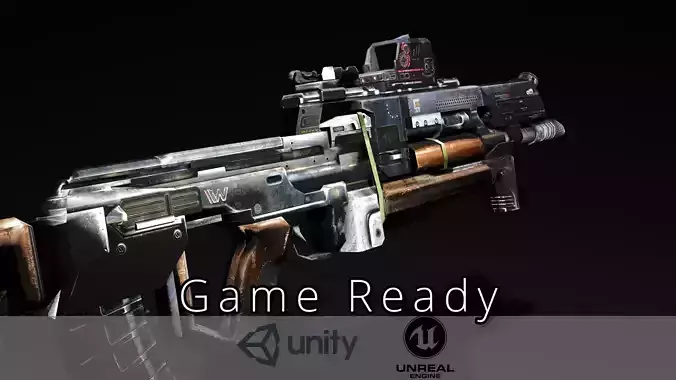 Sci-fi Assault Rifle  Game Ready  - Flatline
