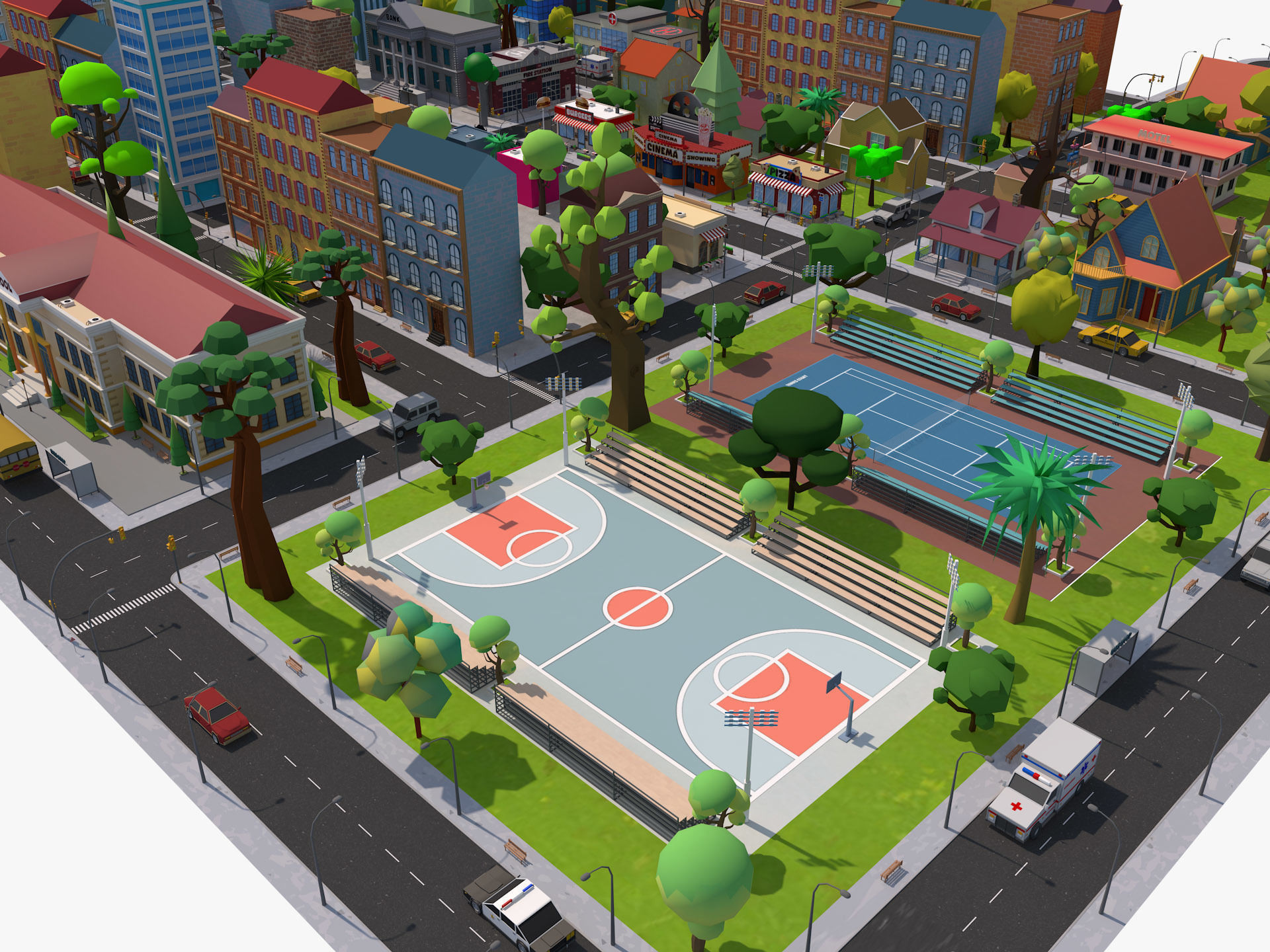 Cartoon City 3D model_8