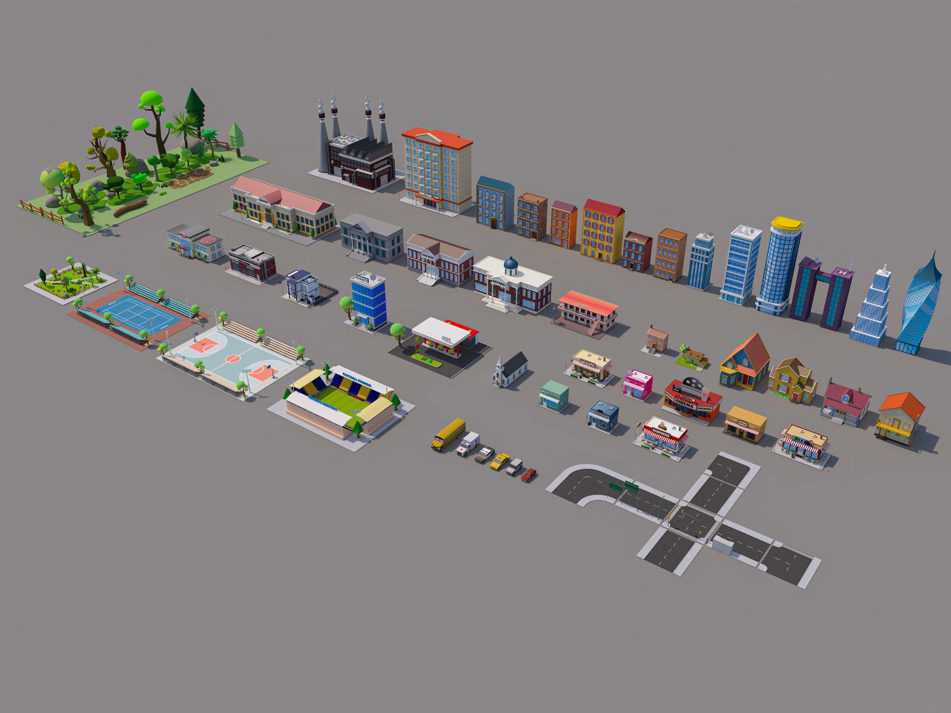 Cartoon City 3D model_1