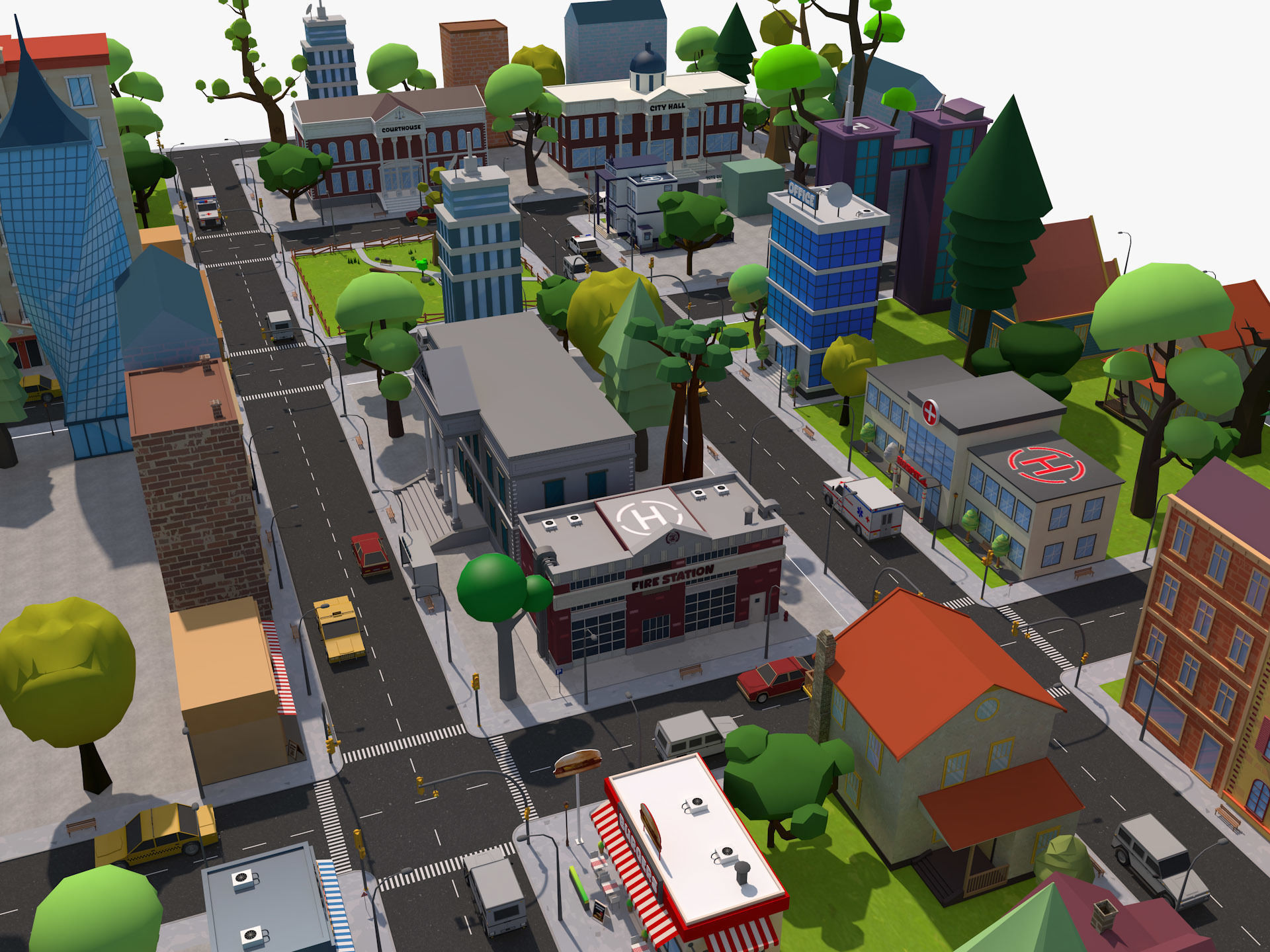 Cartoon City 3D model_11