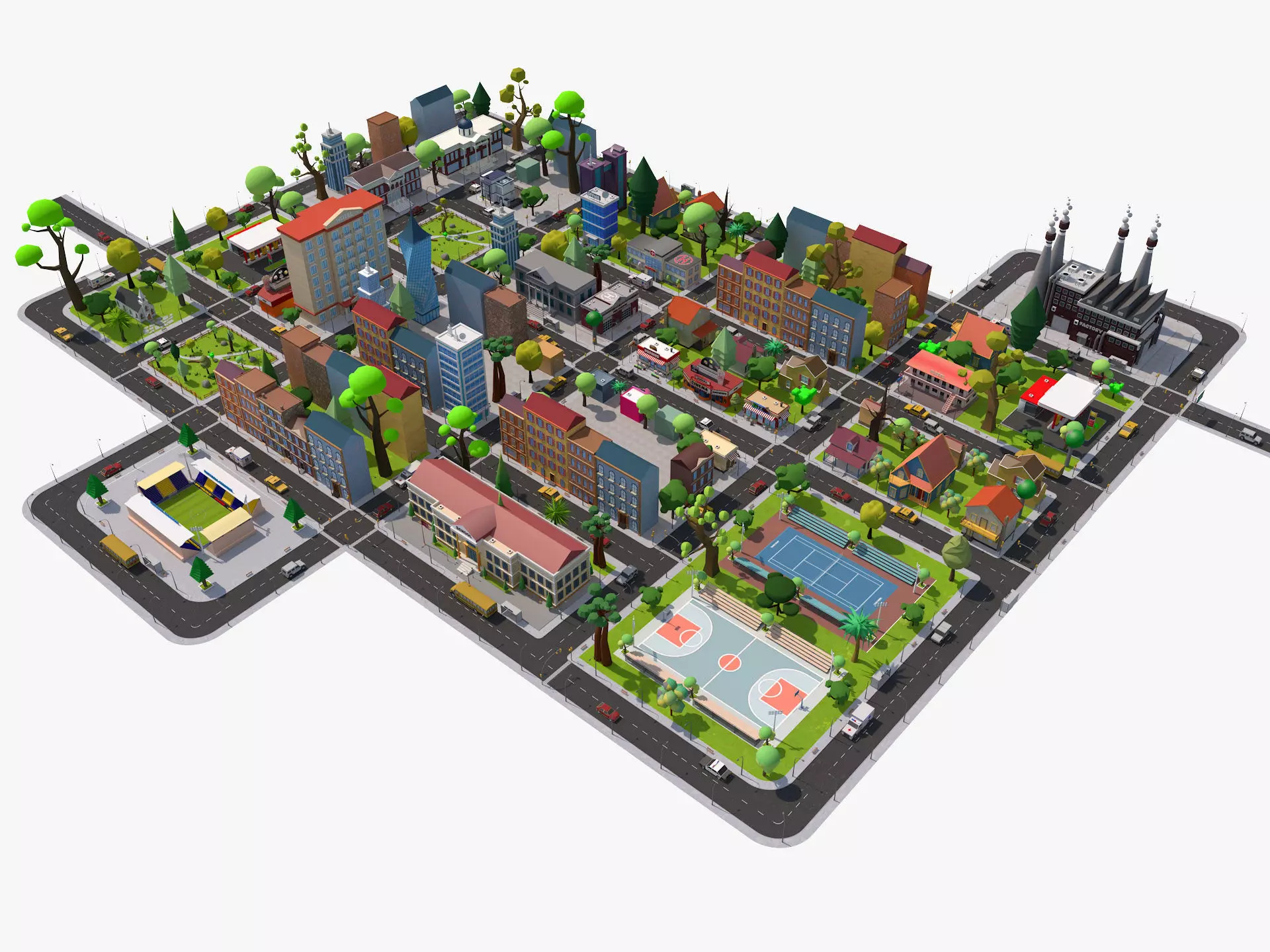 Cartoon City 3D model_0