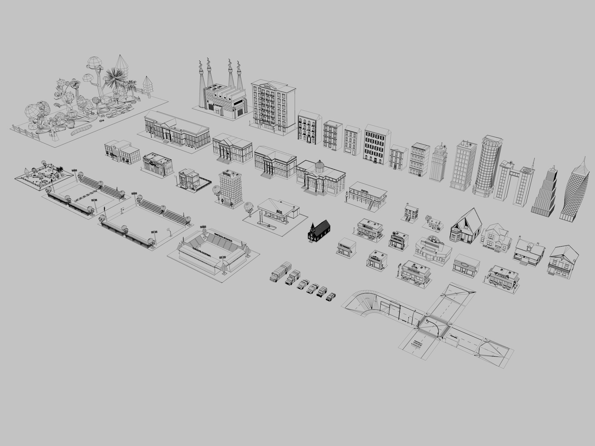 Cartoon City 3D model_2