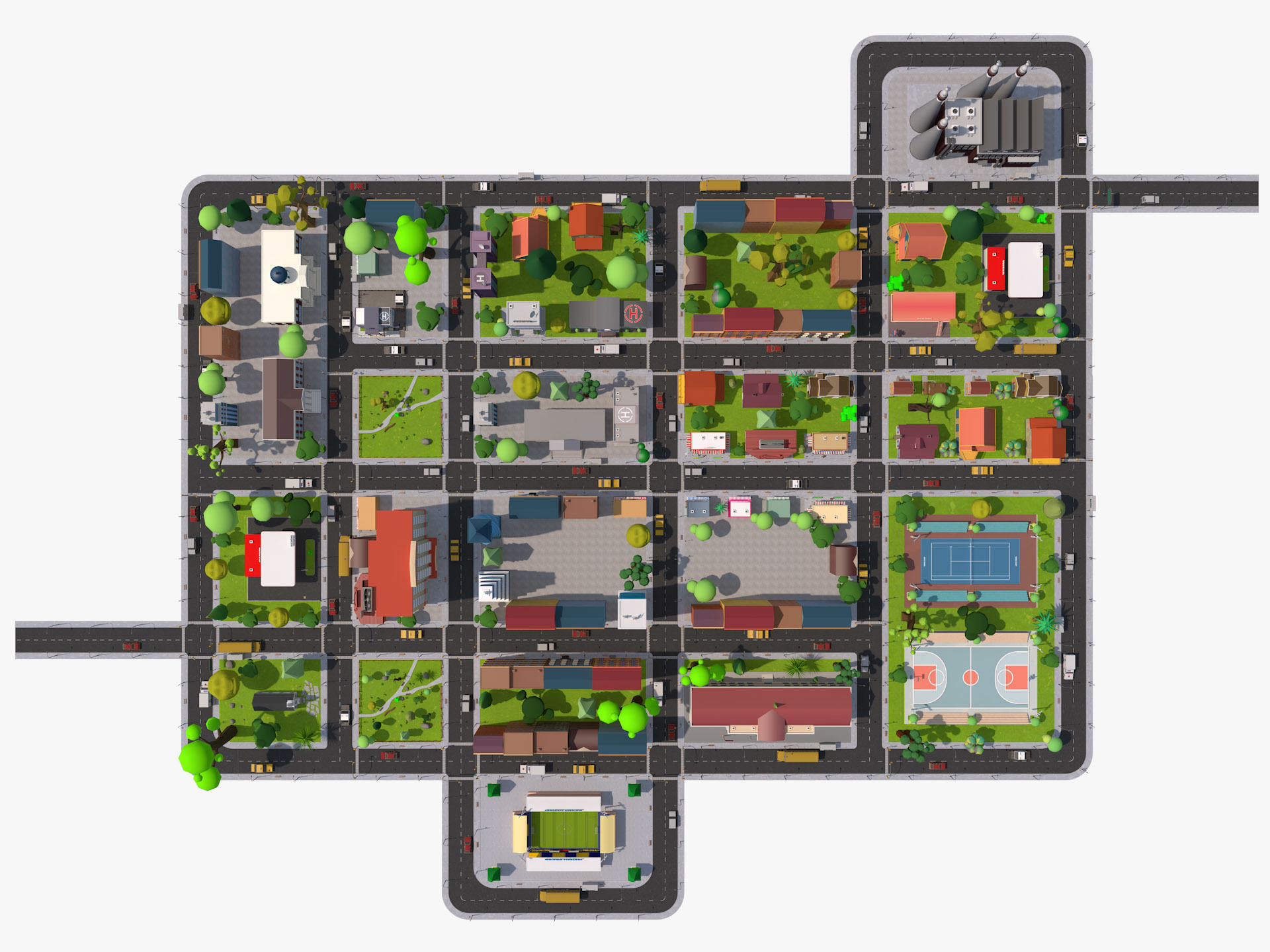 Cartoon City 3D model_6