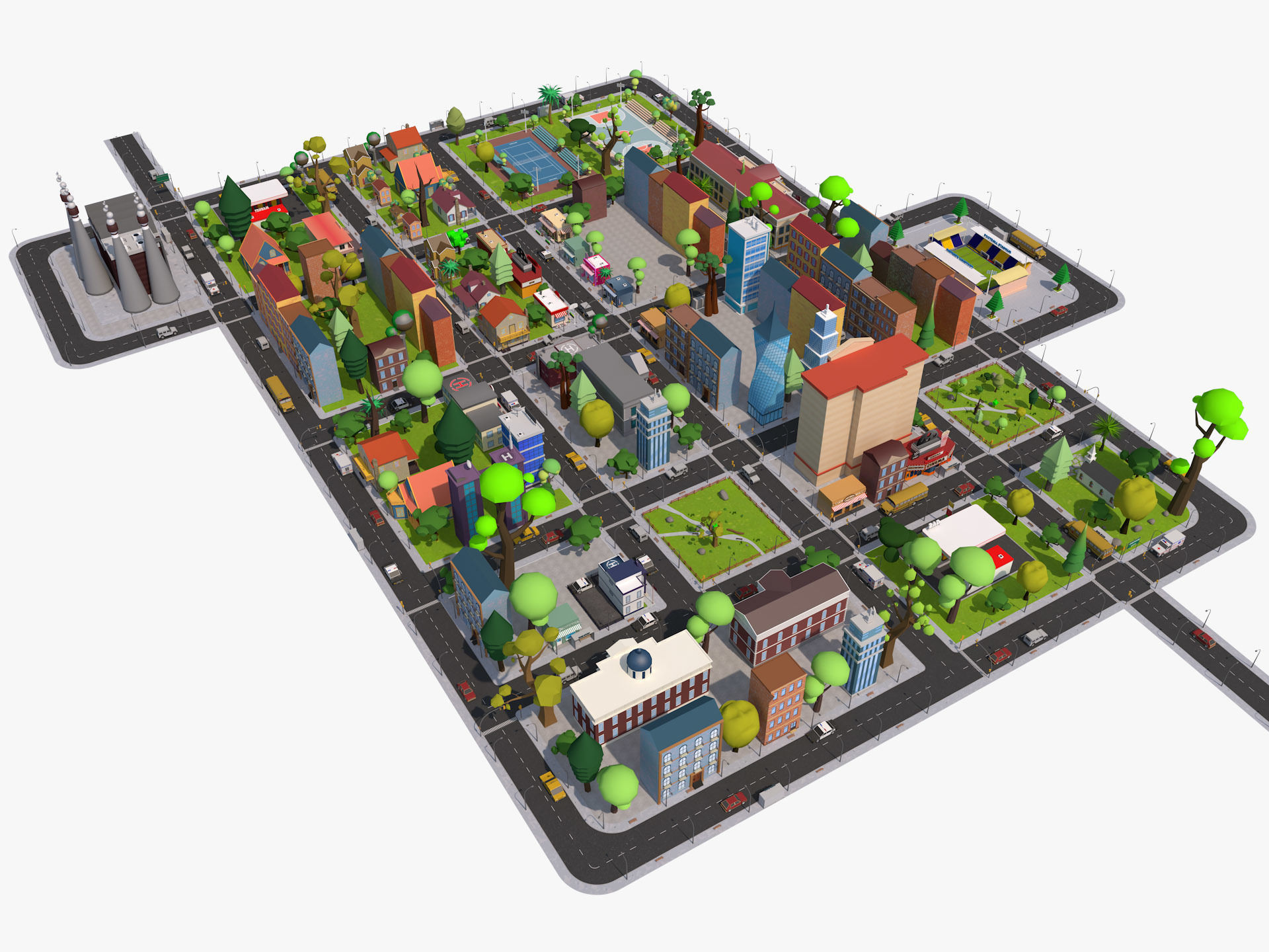 Cartoon City 3D model_4