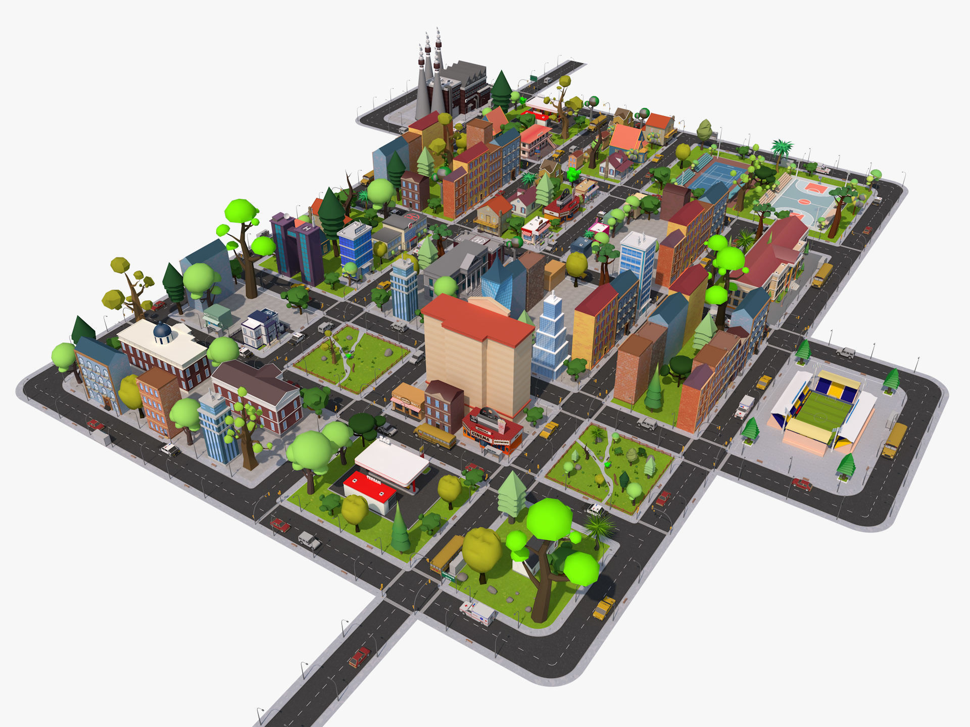 Cartoon City 3D model_3