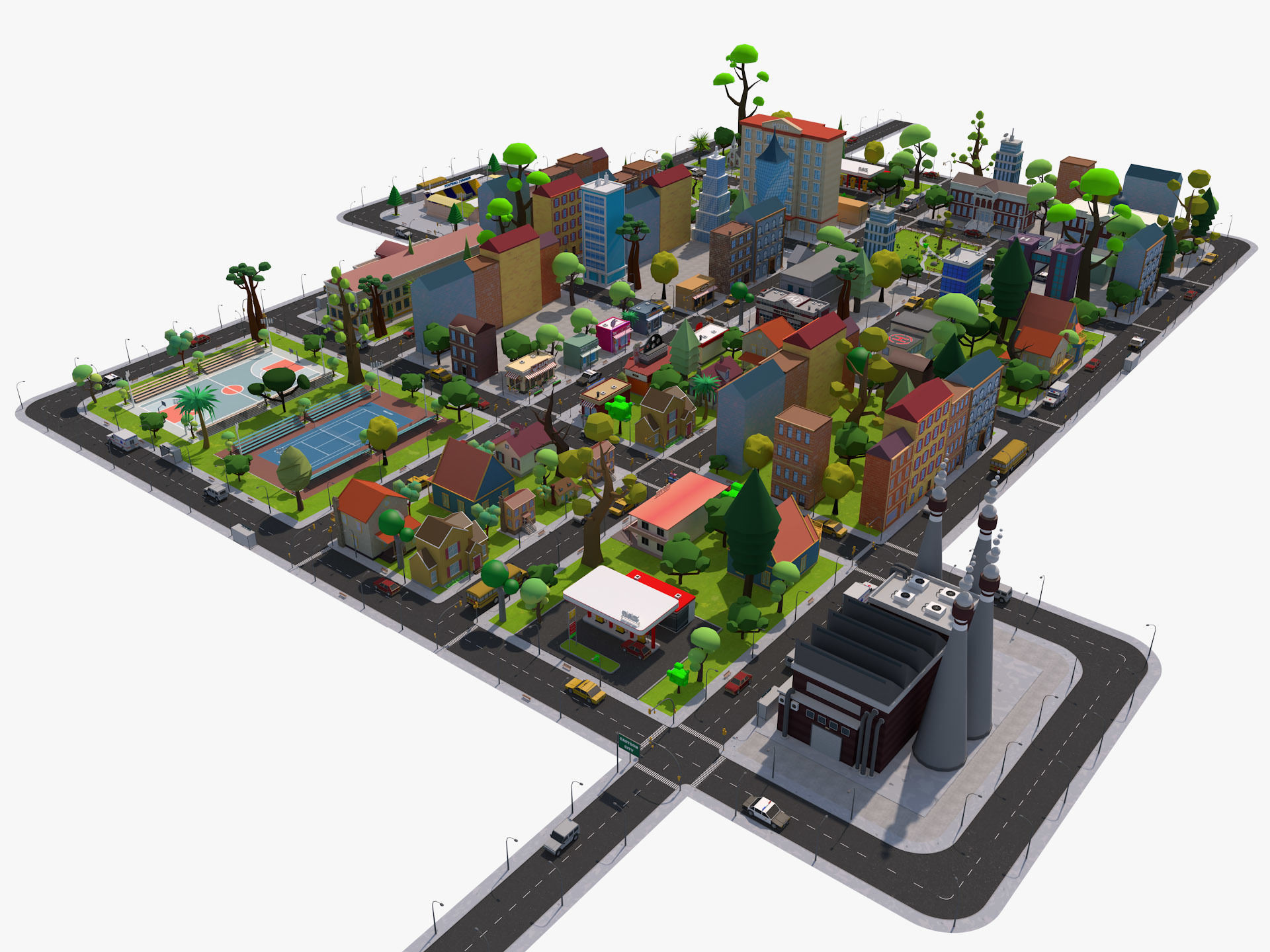 Cartoon City 3D model_5