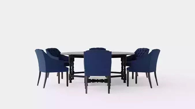 Balmoral black with Delano chair indigo Dining Set