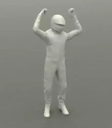 Racing driver with helmet victory pose 3D model