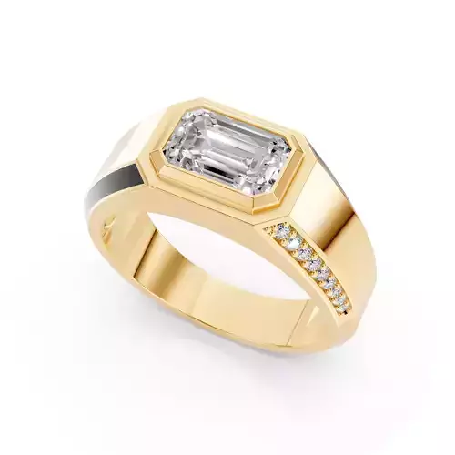 Man Signet Ring With Emerald