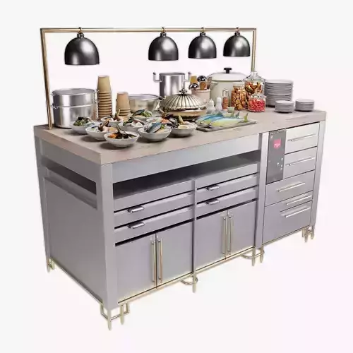  Food Serving Table with Seafood