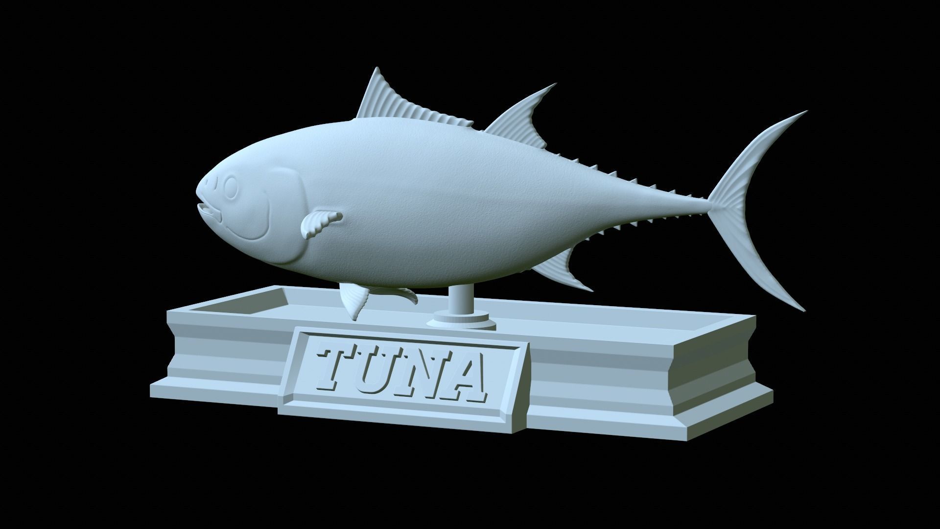 fish tuna bluefin statue detailed texture 3D print model_11