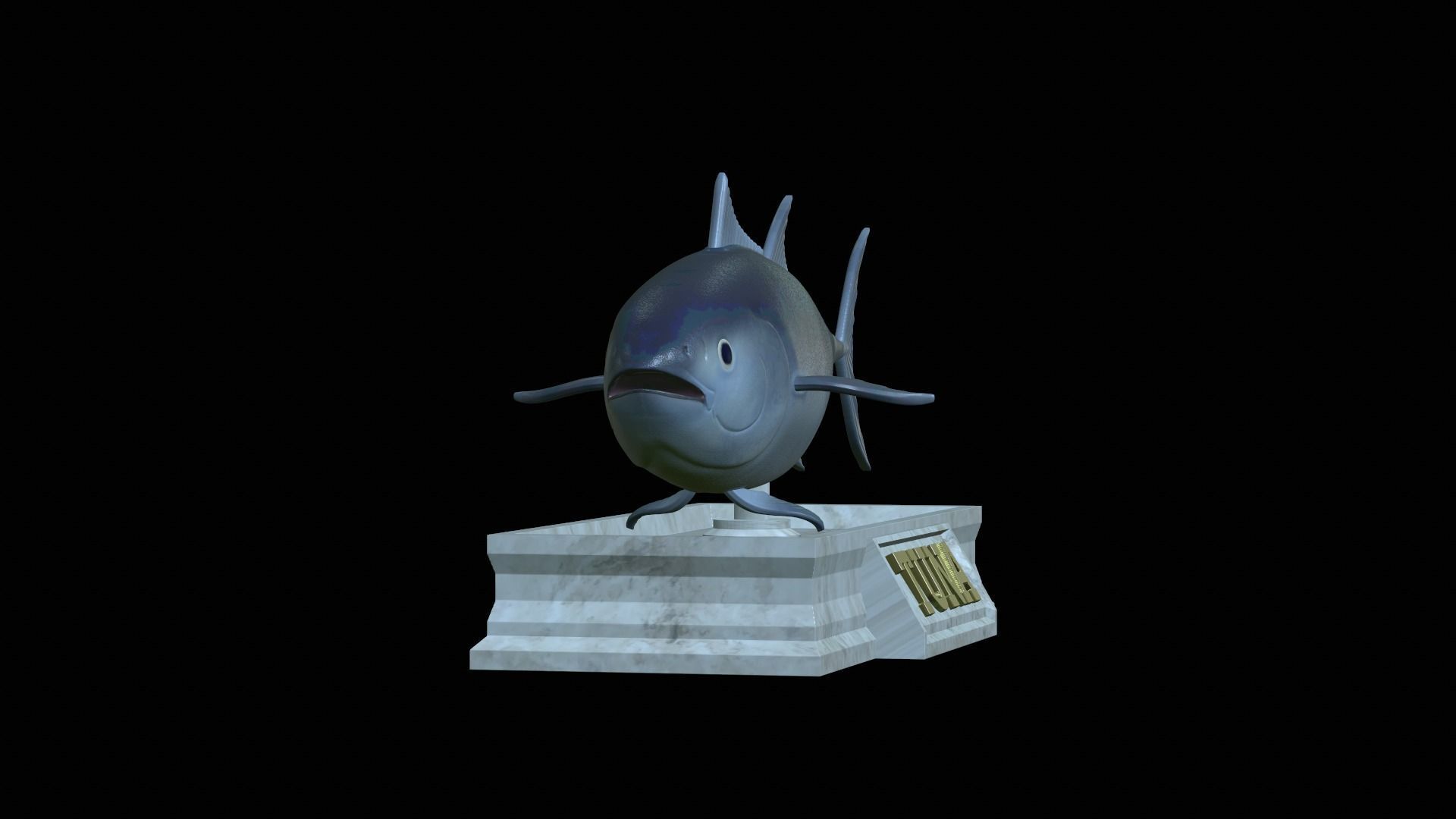 fish tuna bluefin statue detailed texture 3D print model_21