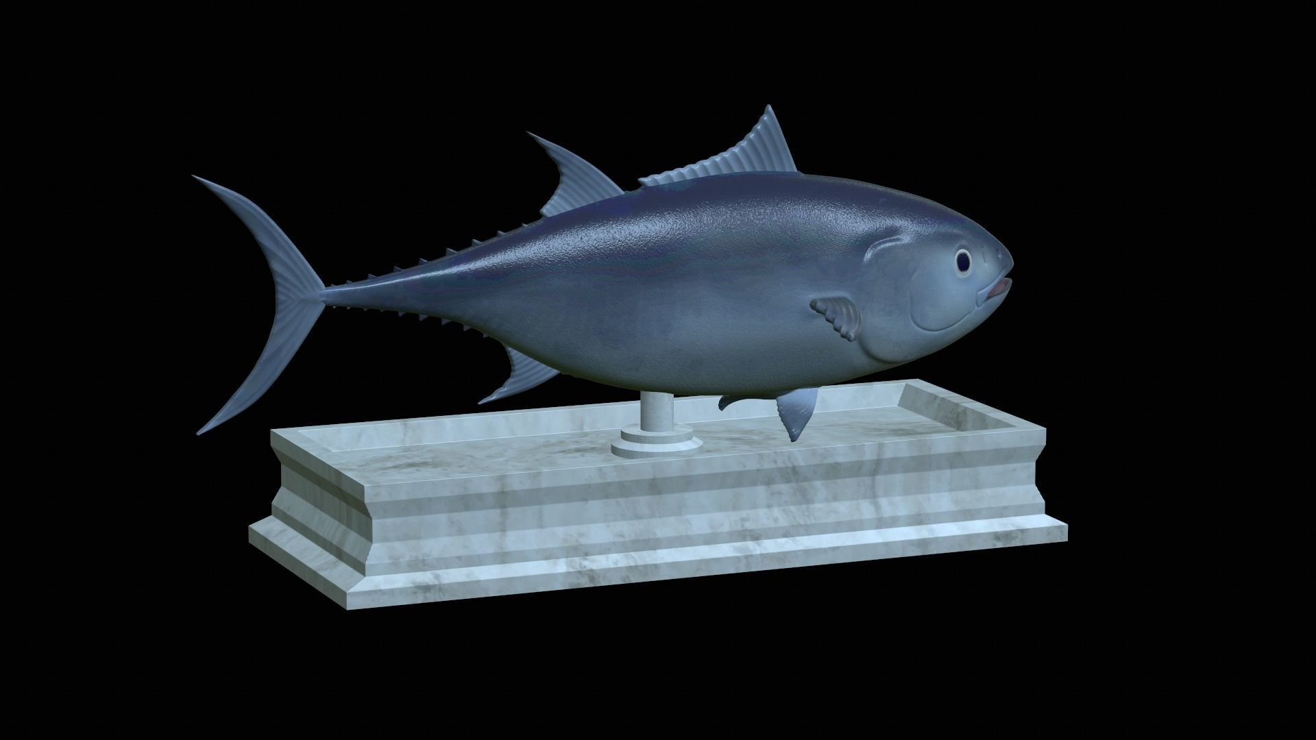 fish tuna bluefin statue detailed texture 3D print model_26