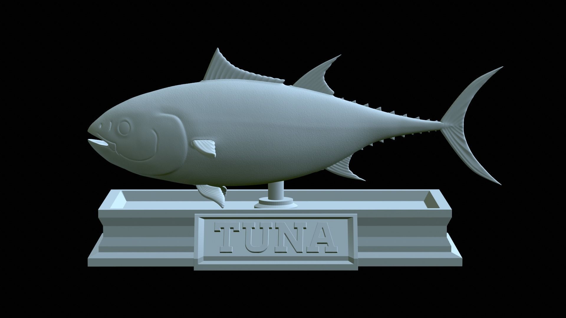 fish tuna bluefin statue detailed texture 3D print model_10