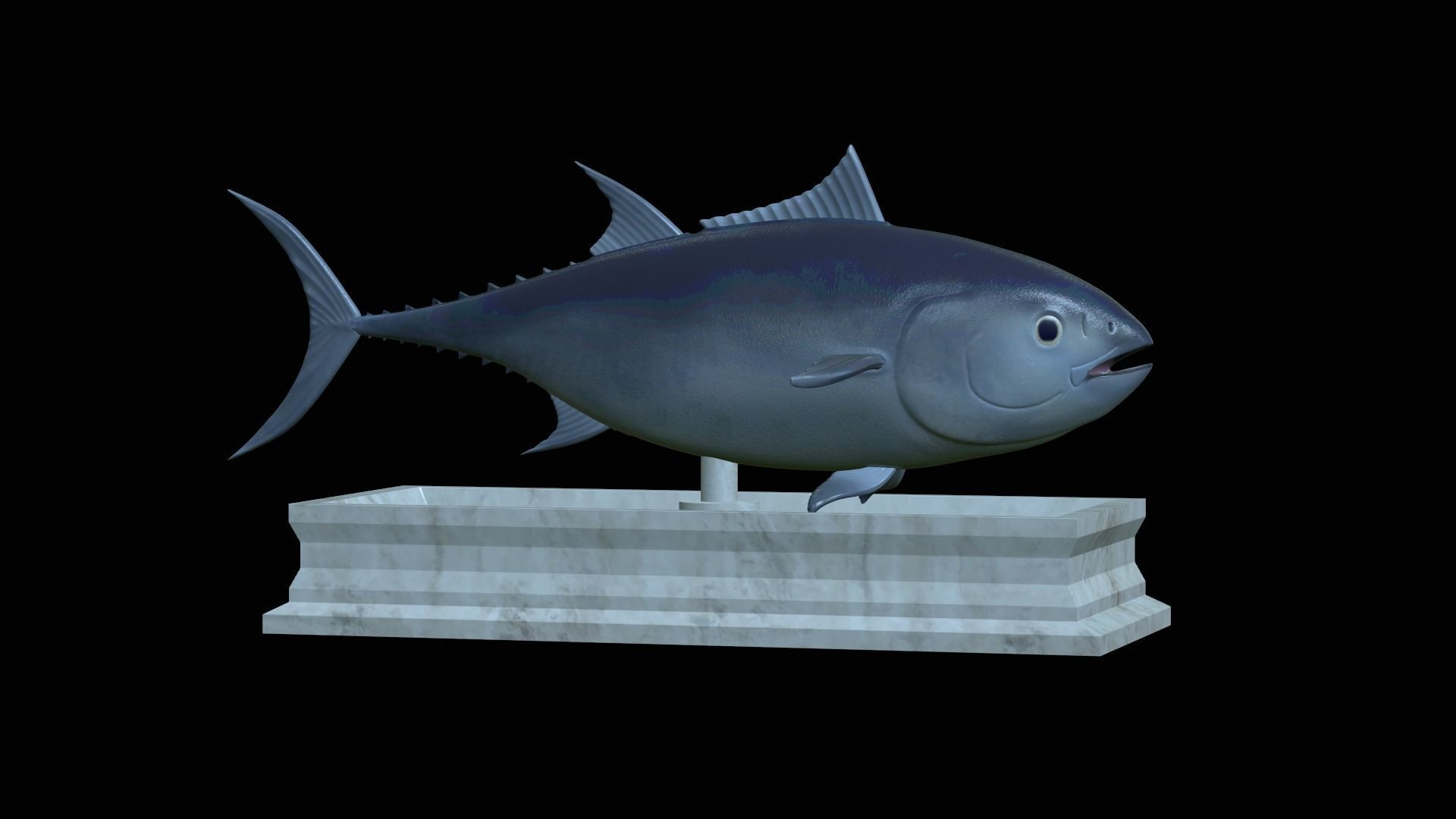 fish tuna bluefin statue detailed texture 3D print model_25