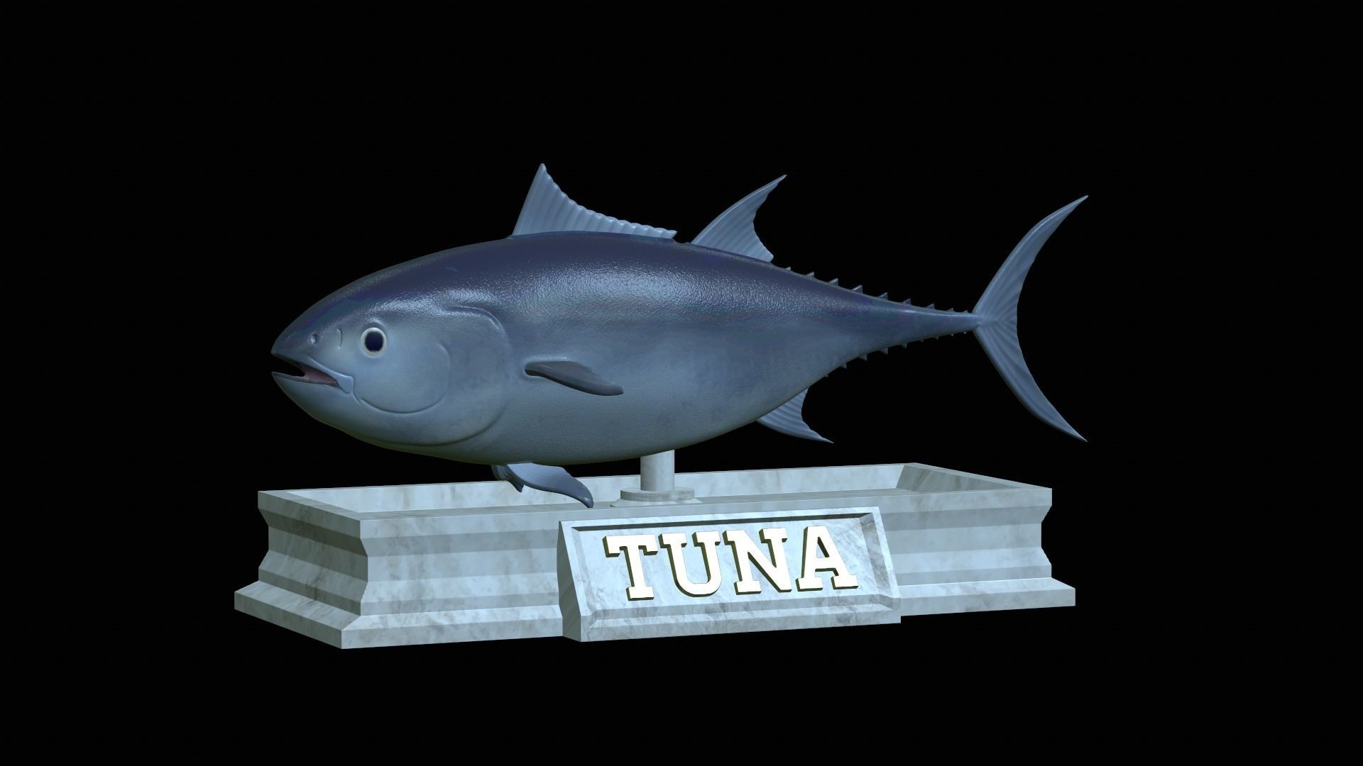 fish tuna bluefin statue detailed texture 3D print model_1