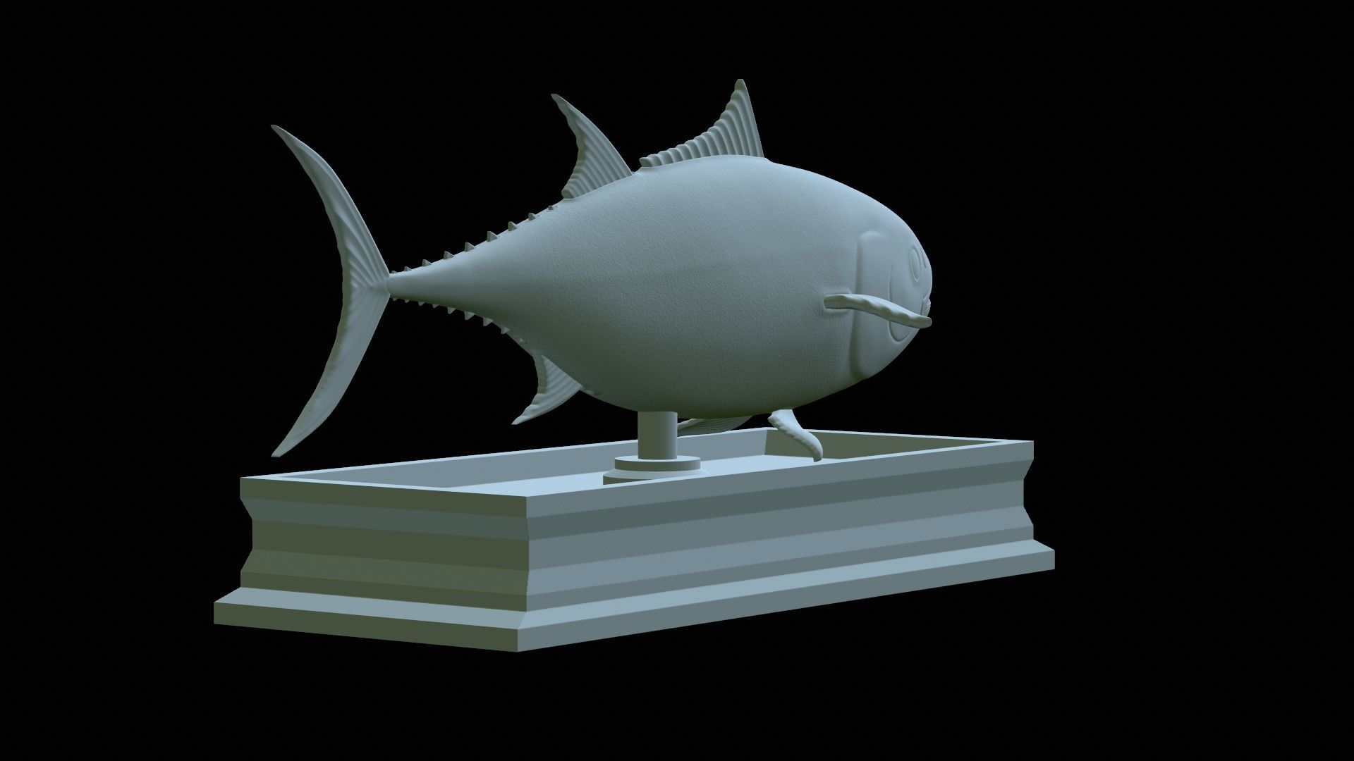 fish tuna bluefin statue detailed texture 3D print model_15