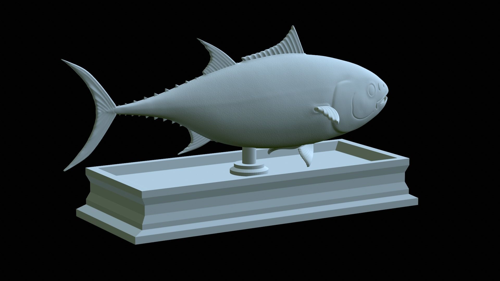 fish tuna bluefin statue detailed texture 3D print model_16