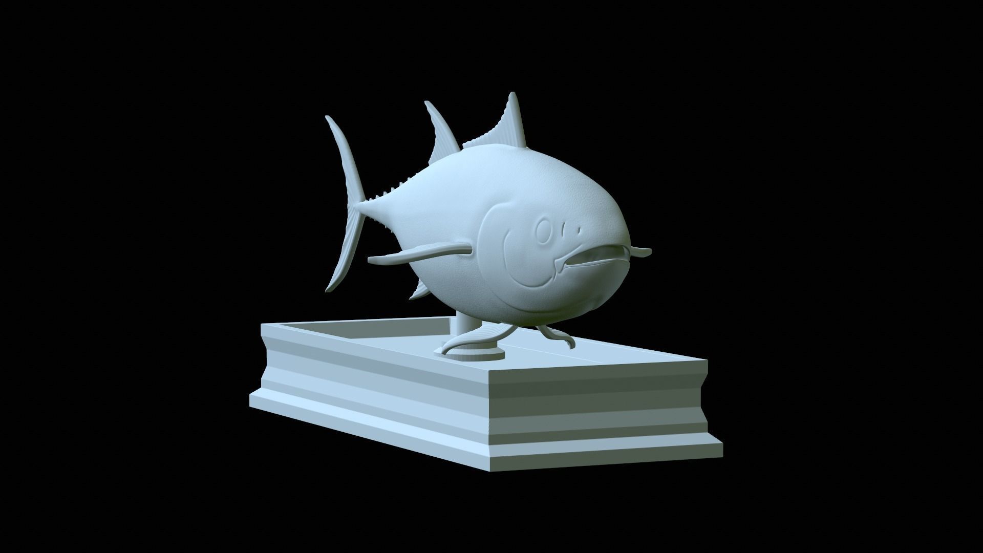 fish tuna bluefin statue detailed texture 3D print model_19