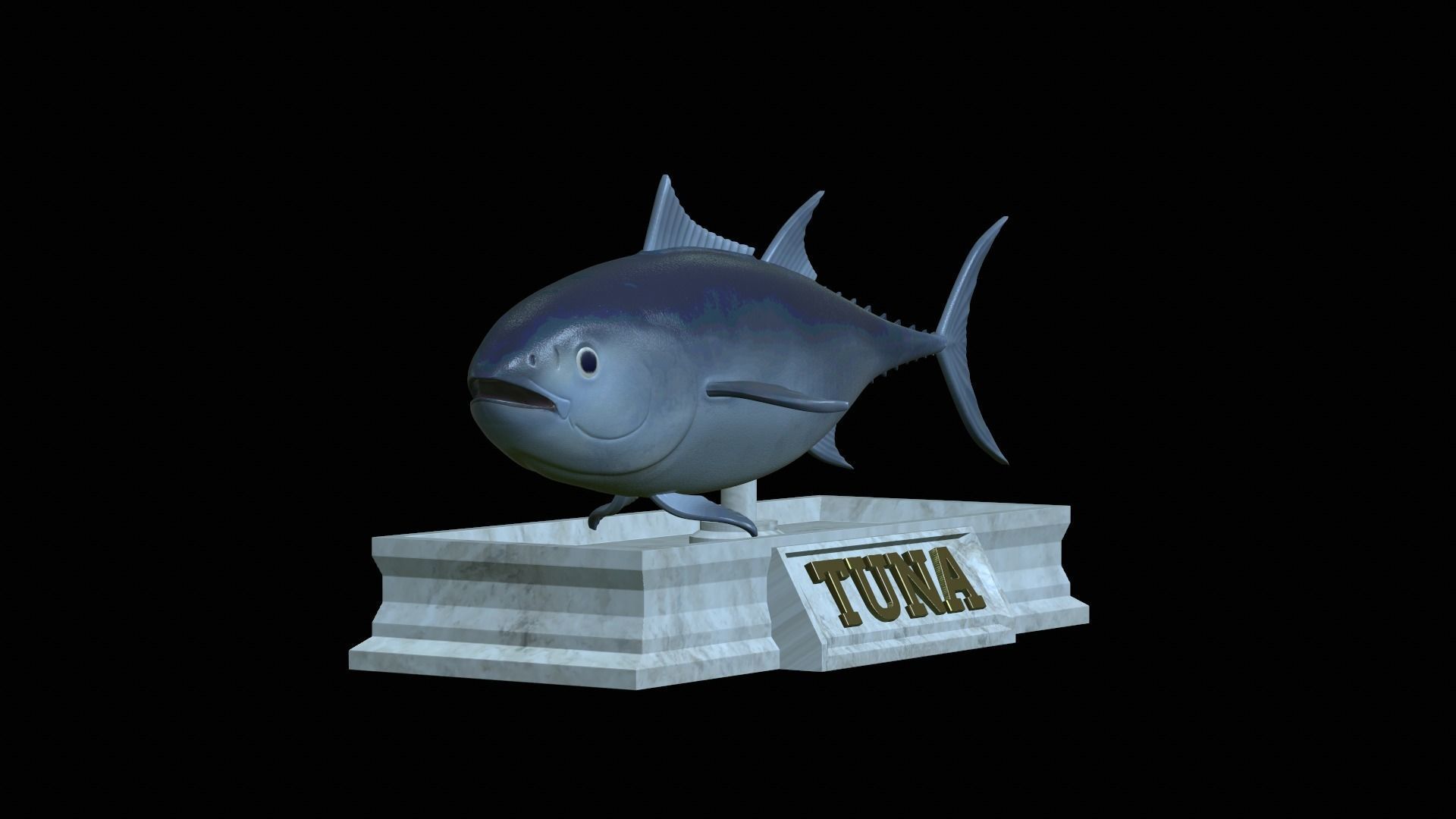fish tuna bluefin statue detailed texture 3D print model_12