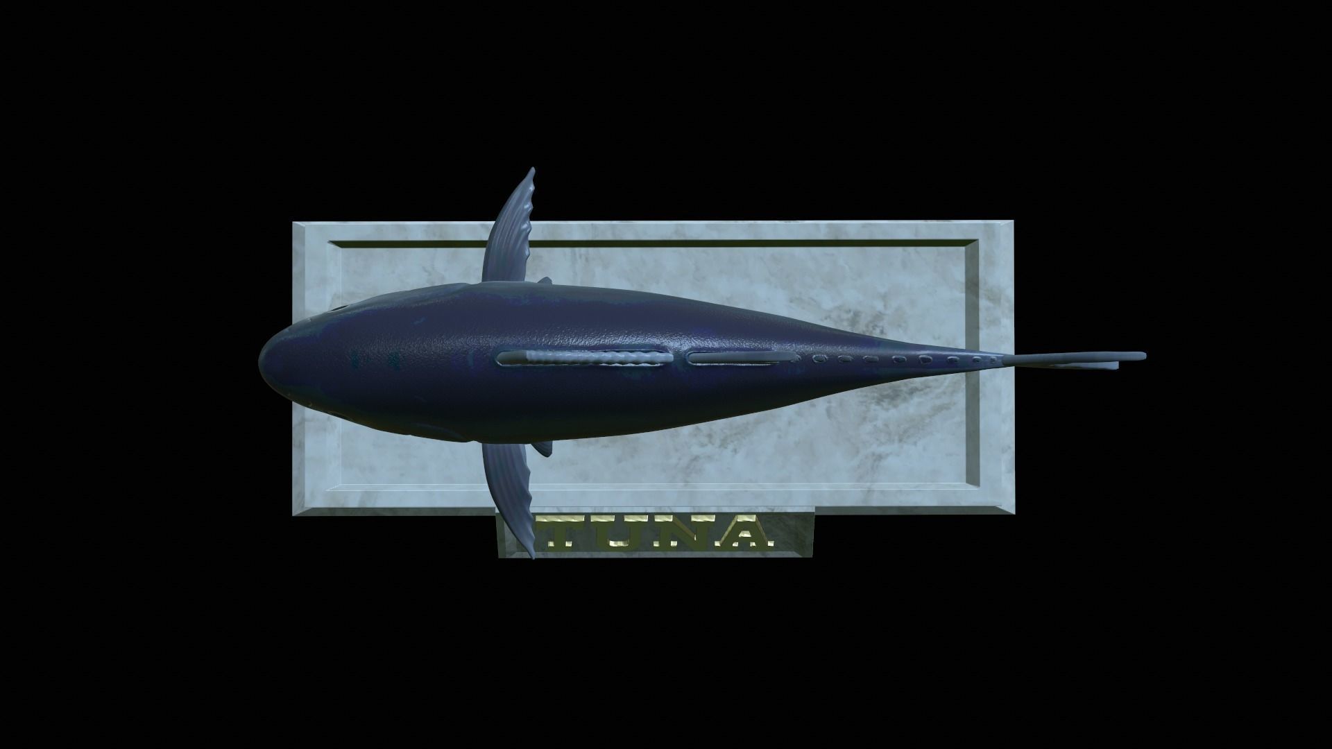 fish tuna bluefin statue detailed texture 3D print model_9