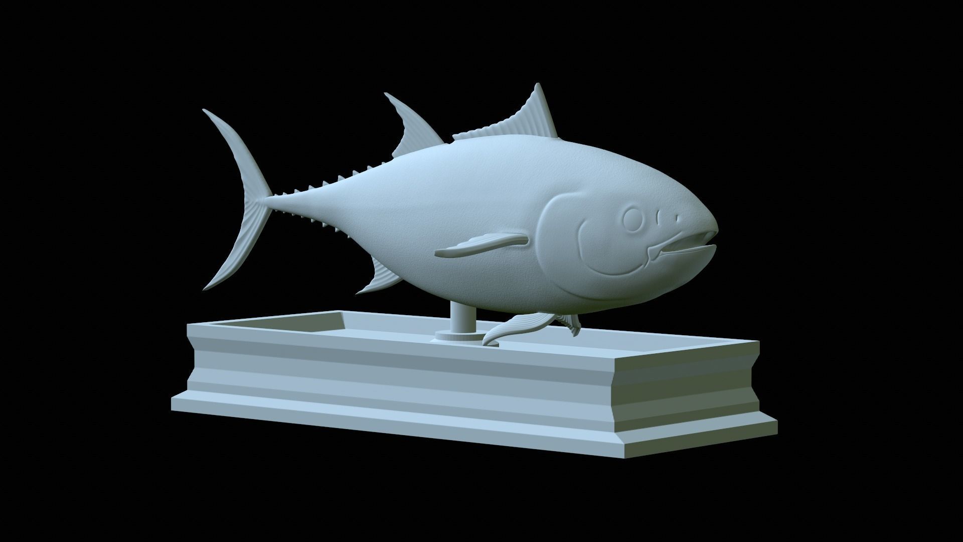 fish tuna bluefin statue detailed texture 3D print model_18