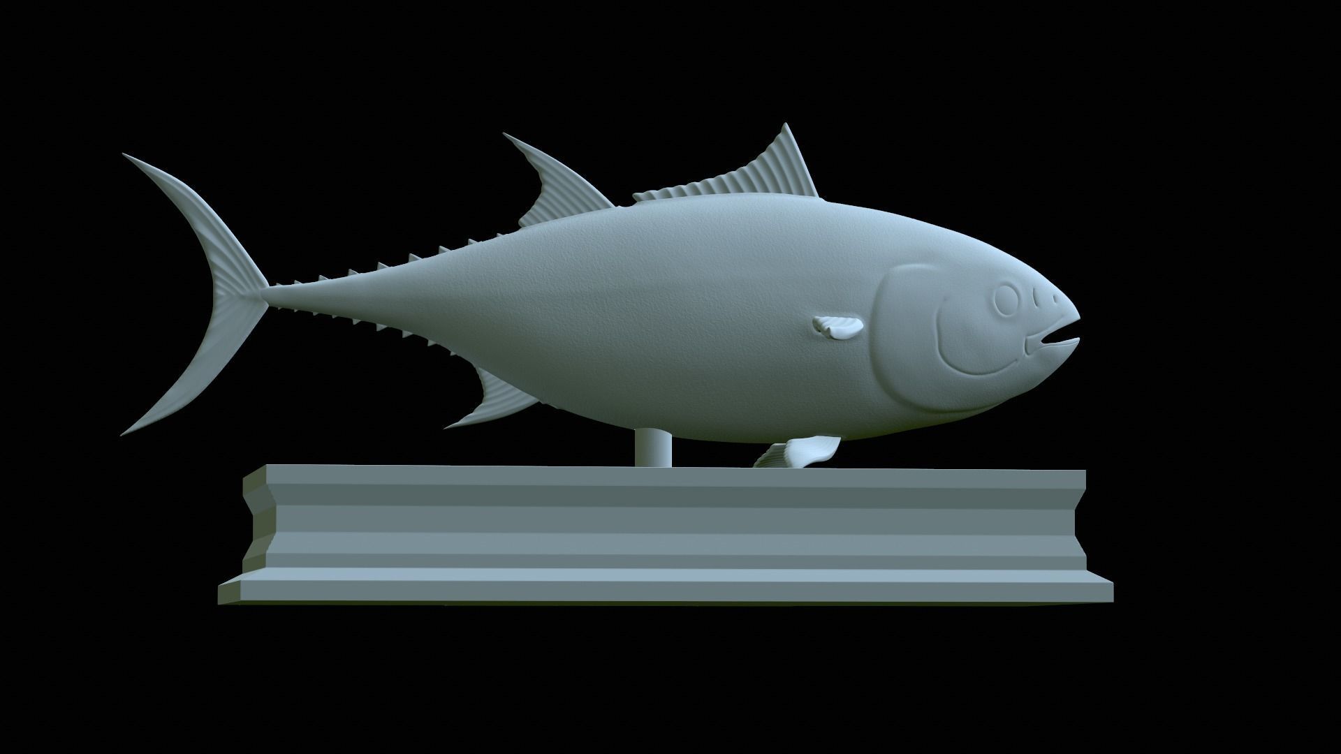 fish tuna bluefin statue detailed texture 3D print model_17