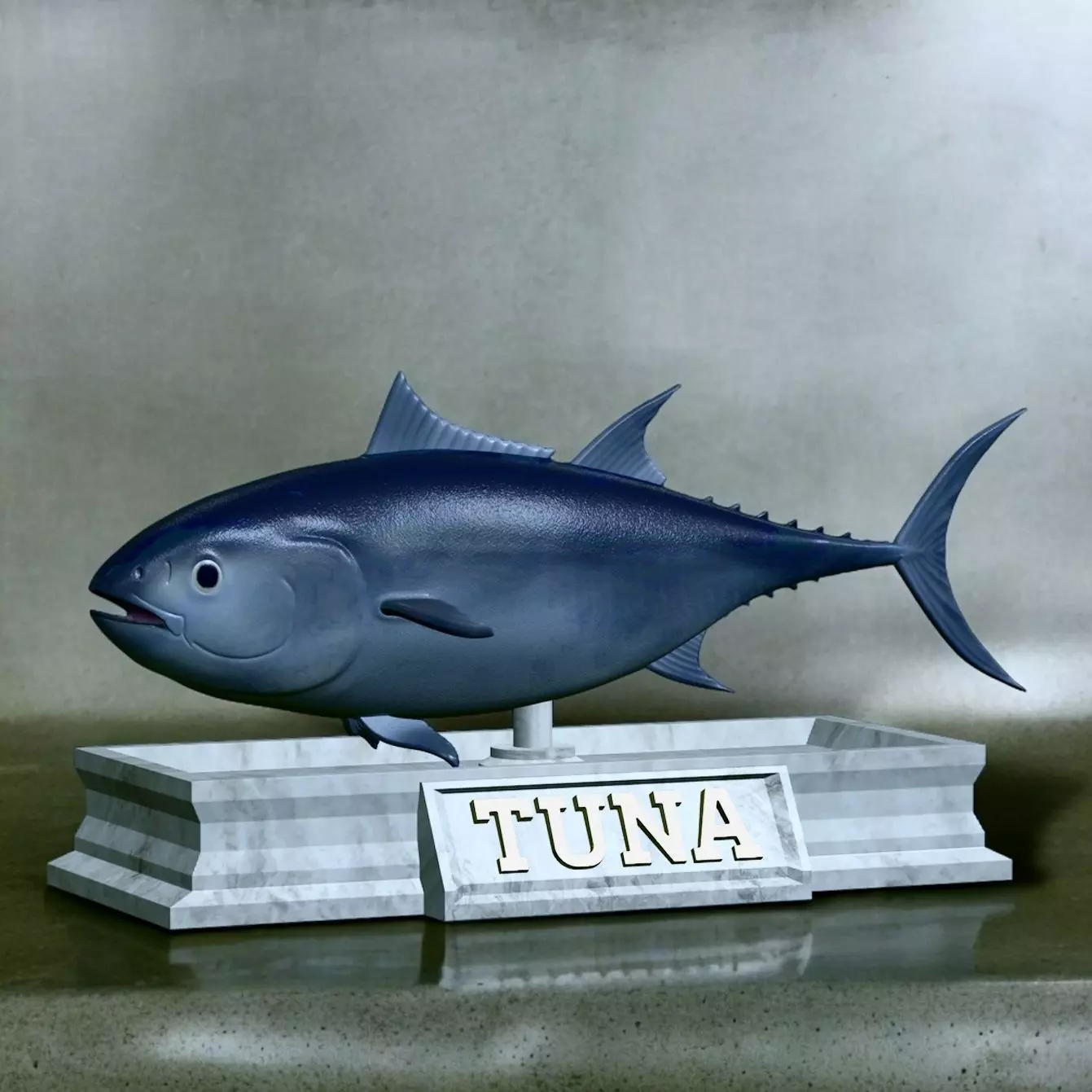 fish tuna bluefin statue detailed texture 3D print model_0