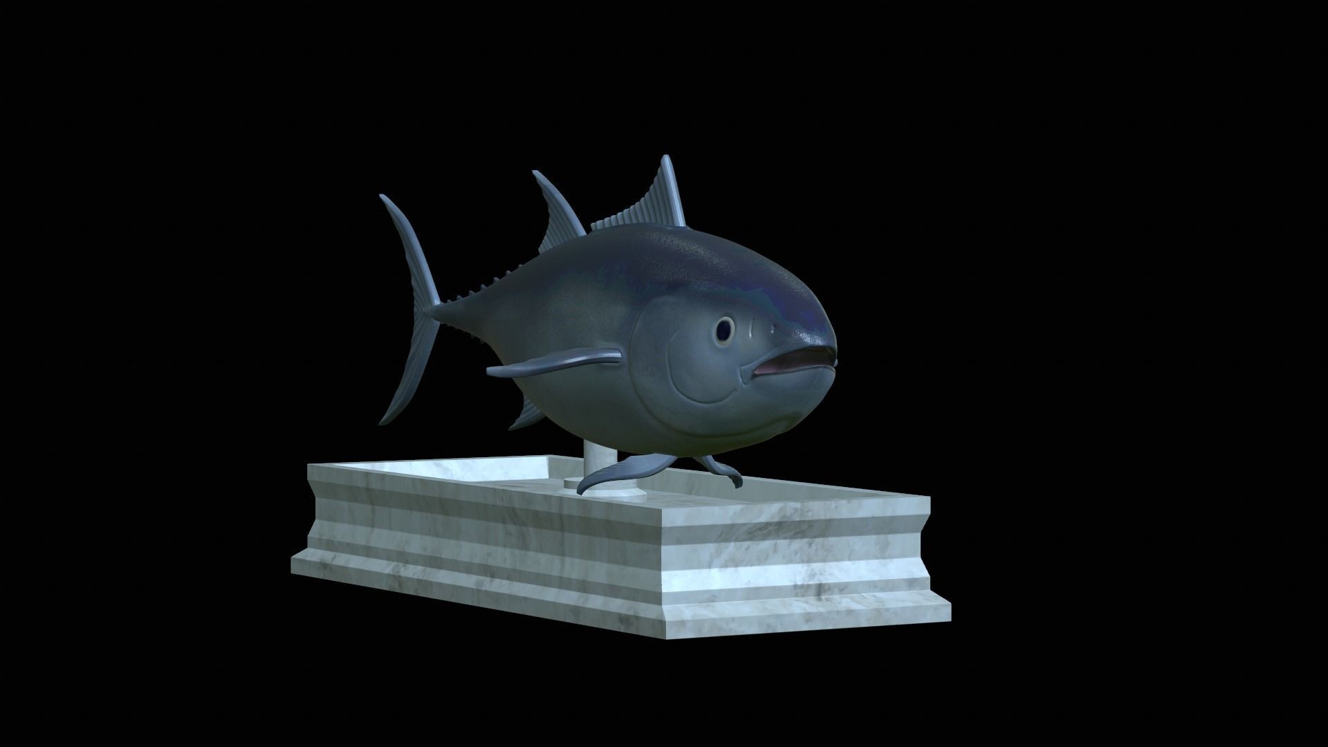 fish tuna bluefin statue detailed texture 3D print model_23